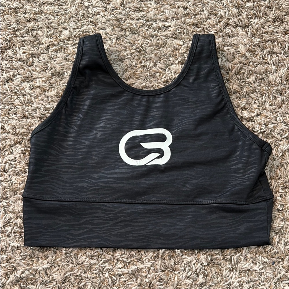 Black Zebra Print Sports Bra with Cyclebar Logo